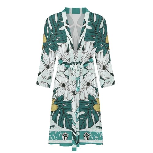 Cute Duck Lounge Bathrobe Floral Soft Knit Casual Spa Robe For Men Women Travel Pajamas Home Hotel Swimming Bath Robe2