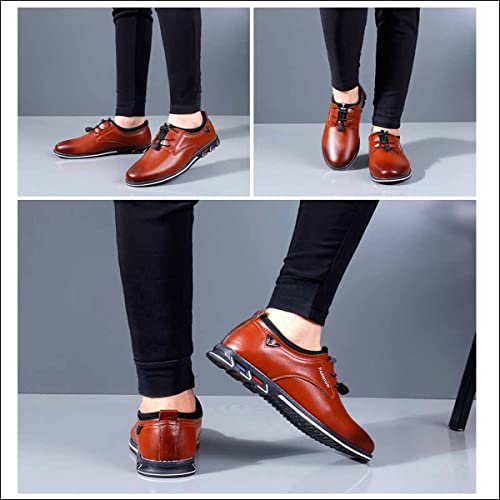 MSYINGL Men Casual Shoes,Business Slip-on Shoes,Comfortable Elastic lace-up Leather Shoes,Work Office Dress Outdoor Shoes2