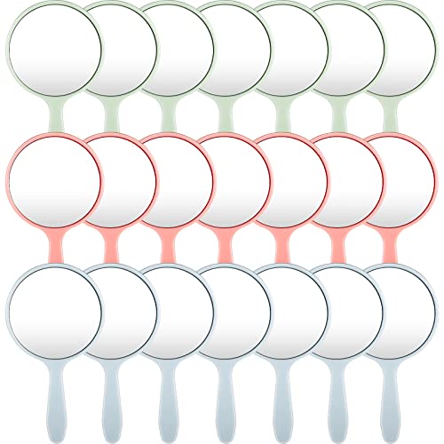 21 Pieces Hand Mirror Round Compact Handheld Mirror Portable Travel Small Handheld Mirror Vanity Makeup Hand Held Mirror for Hair Styling Mirror Multicolor Mirror for Women Girls Beauty