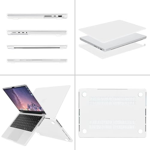 Image of MOSISO Compatible with MacBook Pro 14 inch Case 2025 2024 2023 2022 2021 M5 M4 M3 M2 M1 A3434 A3112 A3185 A3401 A2918 A2992 A2779 A2442, Hard Shell&Keyboard Cover&Screen Film&Pouch,White