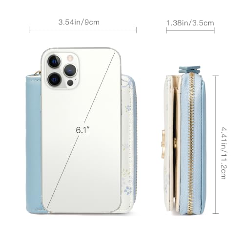 Image of GAEKEAO Small Wallet for Women RFID Blocking Vegan Leather Floral Ladies Purse Bifold Compact Card Holder with Zipper Pocket