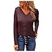Coussin Tortue Femmes Uni Tops Dentelle Sexy Mode Manches Longues Décontracté Élégant Top Col V Slim Fashion Shirt, marron, S