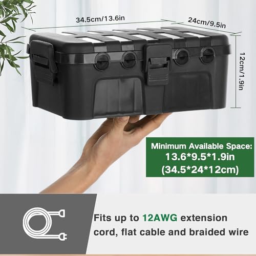 Large Outdoor Electrical Box (34.5 * 24 * 12cm), Outdoor Outlet Covers Waterproof IP54 Extension Cord Cover Weatherproof, Protect Outlet, Plug, Socket, Timer, Power Strip, Holiday Light Decoration