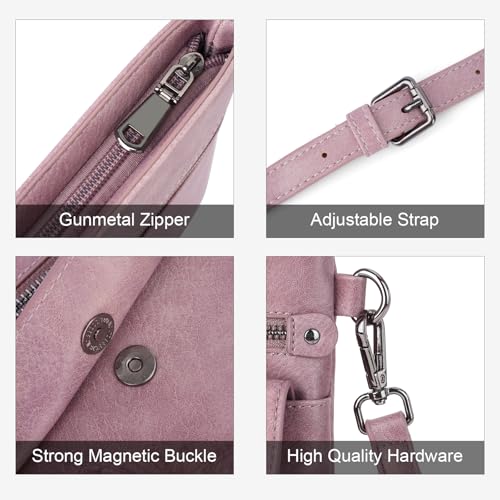 Image of Small Crossbody Purse for Women, Vegan Leather Multi Pocket Bag | Small Crossbody Bags for Women with Embossed Design, Adjustable Strap, Lightweight Travel Shoulder Bag for Daily Use and Gift