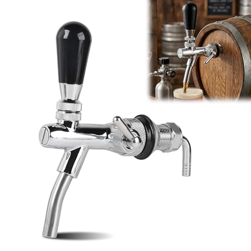 Lifegogo G5/8 Verstellbarer Bierhahn: Bierhahn Einstellbare Bierzapfhahn mit Durchflusskontrolle für Zapfanlage Edelstahl Messing für Bar Zuhause Restaurant