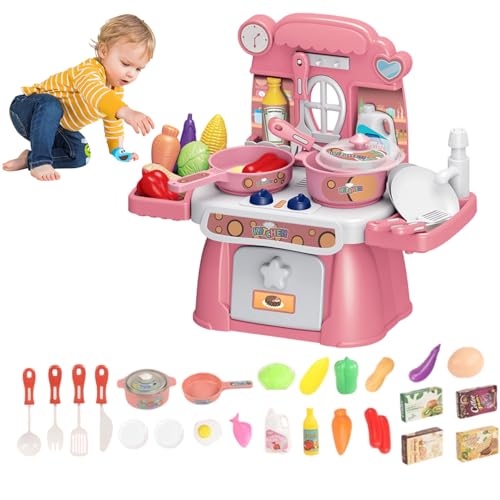 Juego de Cocina para niños de 3 a 5 años, Juego de Cocina para niños de 24 Piezas con Utensilios de y Comida, de rol para con Sonido, luz y Agua para Mayores de 3 años, no Incluye