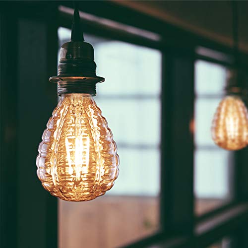 Bombilla LED vintage E27, GBLY bombilla Edison retro 4W con textura ?80mm Decorativo blanco cálido 2700K Lámparas de lágrima doradas antiguas en el bar de la cafetería del hogar, no regulable