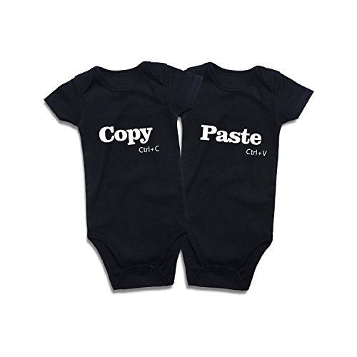 Image of DEFAHN Funny Twins Baby Bodysuits Boys Girls Rompers 2 Pack Twin Matching Clothes Outfits for Newborn Infant