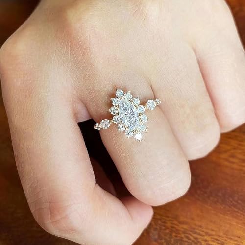 Sparkling Gold Color Cubic Zirconia Rings for Female Wedding Band Accessories3