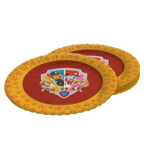 Party Factory Pat' Patrouille Lot de 8 assiettes jetables en carton, multicolores, Ø 23 cm, pour anniversaire d'enfant, fête à thème