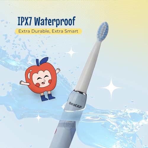 Image of beatXP Jiggle Sonic Electric Toothbrush for Kids with 2 Brush Heads & 3 Cleaning Modes | Rechargeable Electric Toothbrush | 20500 strokes /min with Long Battery Life (Snoozy Blue)