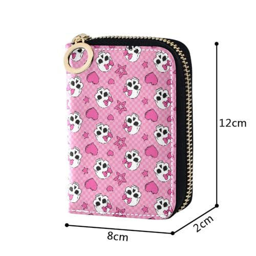 MNSRUU RIFD Blocking Wallet Pink Skull Girl Wallet Credit Cards Holder Slim Leather Credit Card Holder Case with Zipper,Small Wallet for Women Men4