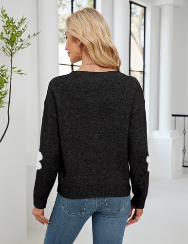 Womens Oversized Cute Flower Sweater Fall 2025 Trendy Ladies Dressy Fuzzy Knit Crew Neck Long Sleeve Pullover Top3