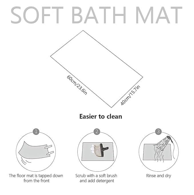 Image of Anti-Skid Bath Mat for Bathroom - Waterproof, Quick Dry Soft Floor Mat with 3D Floral Design | Non-Slip Bath Door Mat for Shower Area, Wash Basin & Toilet | Easy Clean Bathroom Rug
