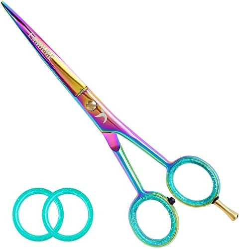 Candure Friseurschere Prämie Haarschneideschere Professionelle HaarSchere mit Extra Scharfen und Präzisen Schnitten Regenbogen Frisör Schere für Männer, Frauen und Erwachsene 6.5"