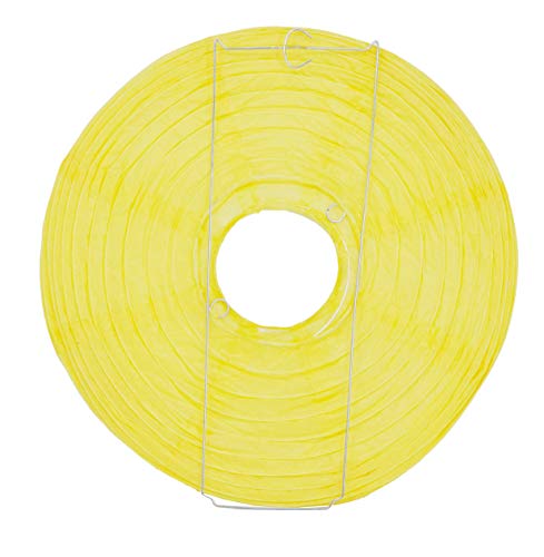 Image of Mudra Crafts 12 Inch Round Chinese Yellow Paper Lanterns Hanging Decor | 10 PCs, Reusable, Indoor Outdoor Decorative Lamp Shade, for Ceiling, Wedding, Shower, Party, Festival, Home Decoration