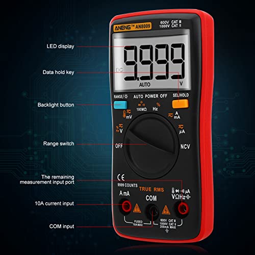 Image of Jeanoko Handheld Digital Multimeter AN8009 9999 Counts Digital Multimeter True RMS AC /DC Voltage Electronic Meter