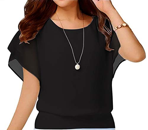 Yommay Damen Tops Sommer Locker Kurzarm Bluse Chiffon Elegante...