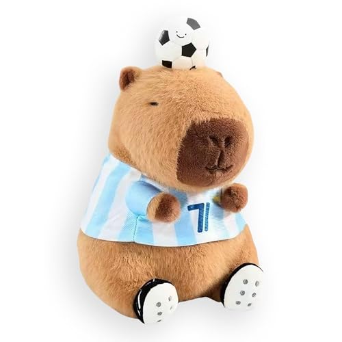 VgxRolq Capybara Kuscheltier Fußball Kuscheltier Weiche Flauschige Home Deko Geburtstagsgeschenk Football Capybara für Fußball Liebhaber und Jungen Mädchen 22cm