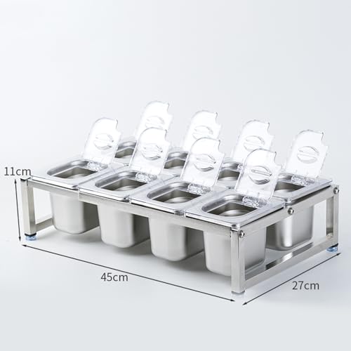 Estante de especias comercial expandible, estante de condimentos de acero inoxidable para cocina, condimentos de sal, azúcar, ensalada, mermelada, frutas, encimera, contenedor de condimentos