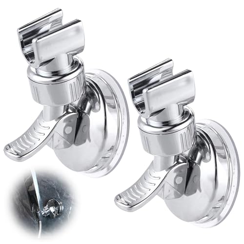 Lot de 2 supports de pommeau de douche sans perçage, à ventouse, réglable, antidérapant, amovible, universel, en plastique ABS (argenté)