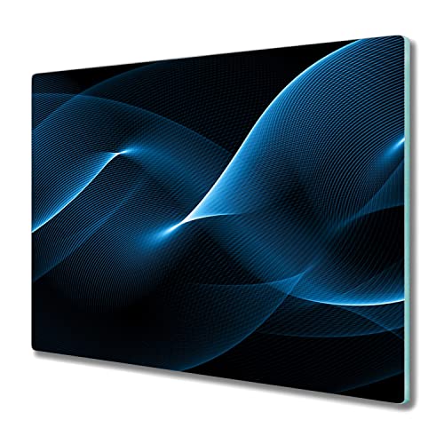 Verre trempé cuisson induction motif vagues grand format 60x52cm robuste