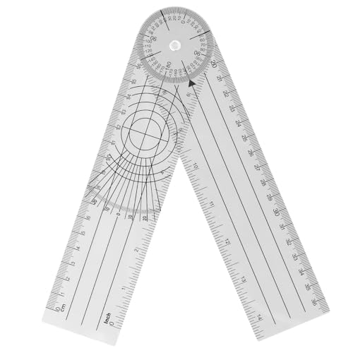 Naapesi Transportador de Regla Espinal, PVC Goniómetro Fisioterapia 360° ángulo Transportador (cm/inch) Regla de Ángulo Ortopédico, Regla de Medición de Articulaciones, Goniómetro Espinal