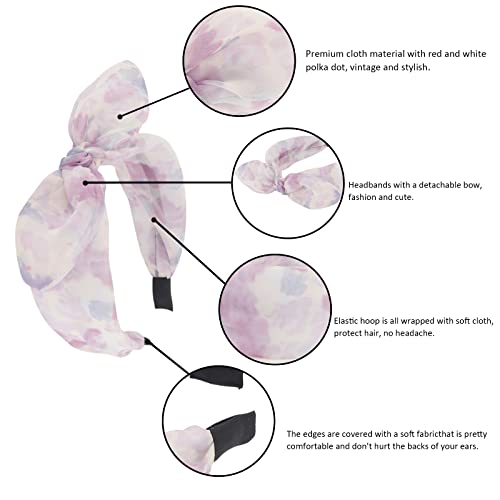 Jaciya Bow Headbands For Women Girls Hair Accessories Tie Dye Headband With Bow Non Slip Fashion Knotted Hair Bands Wide Head Bands Purple Bunny Ears Head Band Hair Hoop #TOP7