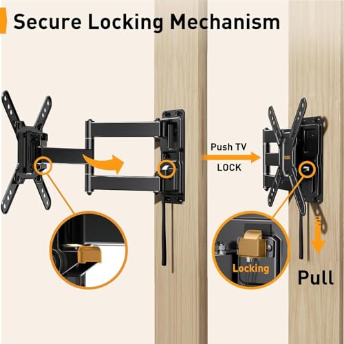 Perlegear RV TV Mount for Camper Trailer Motor Home Truck, Full Motion RV TV Wall Mount with Articulating Arm Swivels Tilts