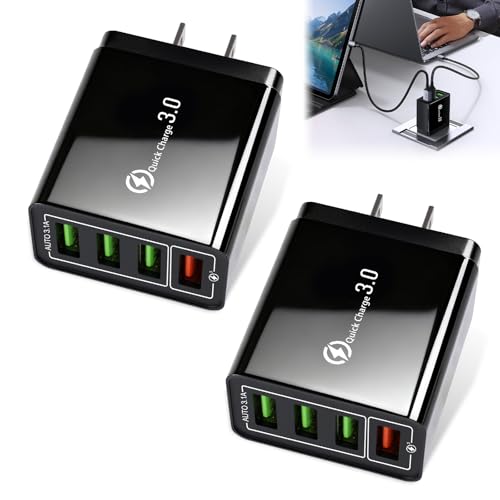 2 Pcs Pro Phone Charger Pro Charger 4-Port Wall with Intelligent Temperature Control Wall Charge for Travel & Home Universal Compatibility for All Phones