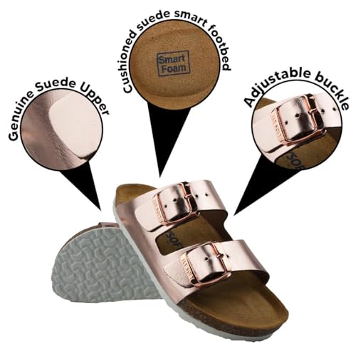 Image of Kids' 100% Genuine Leather Sandals - Comfortable Smart Foam Footbed, Adjustable Straps, Durable Non-Slip Sole and Stylish