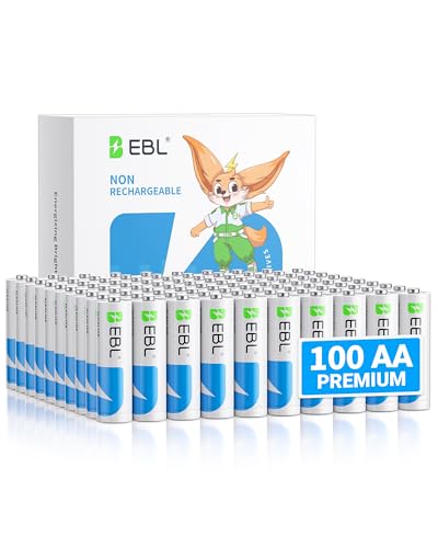 EBL AA Alkaline Batteries 100 Pack, 1.5V Long-Lasting Double A Battery, Upgraded 2X Power, Leakproof...