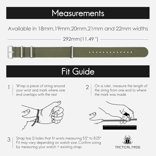 Image of TACTICAL FROG Nylon Watch Band 18mm 19 mm 20mm 22 mm 24 mm, Waterproof Military Watch Straps Replacement for Men Women, With Stainless Steel Buckle