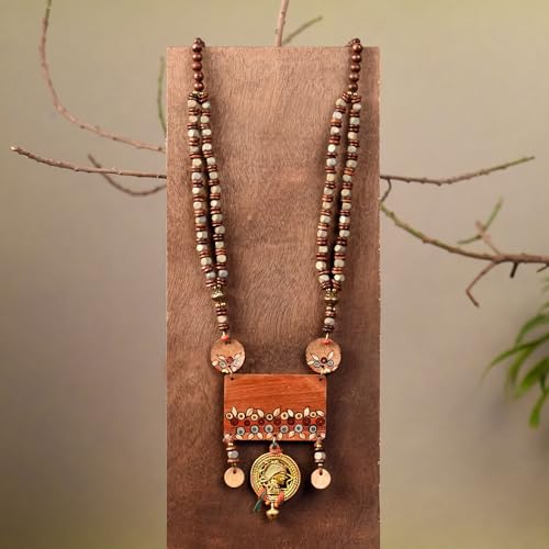 Image of AAKRITI ART CREATIONS Handcrafted Tribal & Wooden Necklace Collection | Dhokra, Ethnic, Brass & Artistic Designs | Royal, Boho & Nomadic-Inspired Statement Jewelry for Women