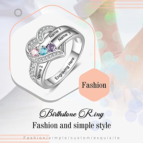 10K 14K 18K Gold Mom Ring Personalized 1-6 Birthstones Ring for Women Customized Gold Name Ring for Mother's Day Birthday Anniversary Christmas Size 4-15 with Gift Box4