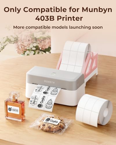 Image of MUNBYN RW403B Bluetooth Thermal Label Printer+3-Up Rectangle Thermal Labels+2 in 1 External Rolls Label Holder