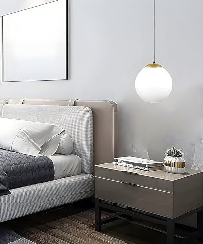 Image of Golden Metal & Glass Hanging Pendant Light, Ball Shaped, E27 Bulb Holder, for Living Room, Bedroom (Without Bulb, 1, Pack)