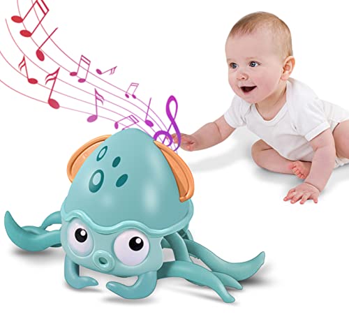 fisher price robot dog - scientree Crawling Octopus Baby Toy with Light Up and Music , Toddler Interactive Toys with Sensor Obstacle Avoidance Function,USB Rechargeable, Fun Moving Toy for Babies, Toddlers and Kids