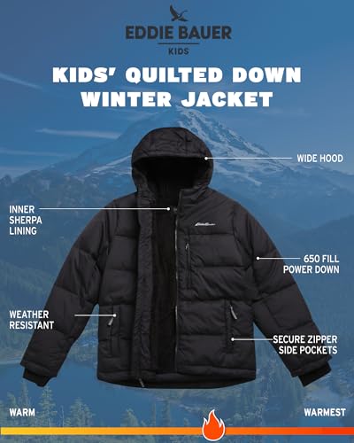 Eddie Bauer Boys' Winter Jacket - Heavyweight Quilted Down Jacket - Insulated Hooded Outerwear Coat for Boys (5-16) - Image 4