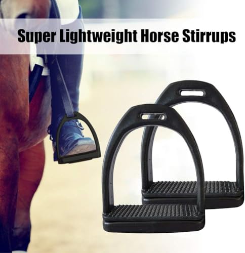 Steigbügel Kinder, 1 Paar Sicherheitssteigbügel Kunststoff, Schwarze Sicherheits Steigbügel für Pferdesport mit Rutschfester Gummiauflage 9,6 x 9cm(klein)