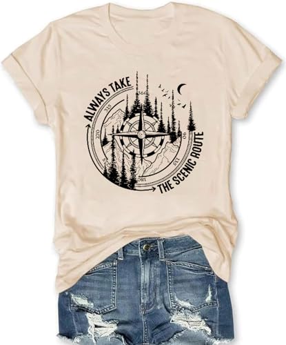 Jorlyen Women Mountain Camp Hike Outdoor Shirt Nature Outfit, Apricot L