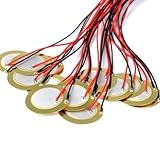 Gettimore Juego de 15 pastillas acústicas de disco piezoeléctrico de 35 mm, transductores de micrófono precableados para cajón de tambor y detección de sonido de instrumentos de bricolaje