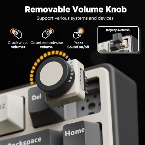 Image of RK ROYAL KLUDGE R75 Wireless Mechanical Keyboard, 75% Percent Custom Gaming Keyboard Gasket Mount RGB Backlit with Knob & PBT Keycaps, BT5.1 /2.4GHz /USB-C, Hot Swappable Cream Switch, White