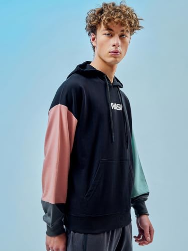 Image of Bewakoof Men's Cotton Blend Official Dc Merchandise Graphic Printed Oversized Fit Full Sleeve Terry Hoodies