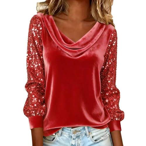 Blusas De Fiesta con Brillo Mujer Lentejuelas Cuello Redondo Casual Túnica Top Estilo Casual Y De Vestir Streetwear Chic Blusas Y Camisas Ropa De Fiesta Festivas Talla Grande