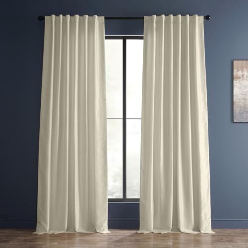 Image of HPD Half Price Drapes Room Darkening Curtains for Bedroom Vintage Textured Faux Dupioni Silk Curtains for Living Room (1 Panel), 50 X 96, Off White