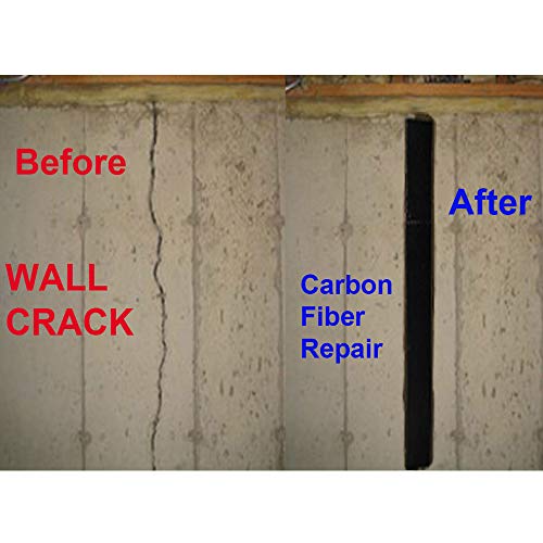 50 ft x 4 in - Carbon Fiber-Basement Wall Crack Repair Kit - Carbon Fiber Foundation Wall Repair - Easy to Use Includes Instructions & Epoxy