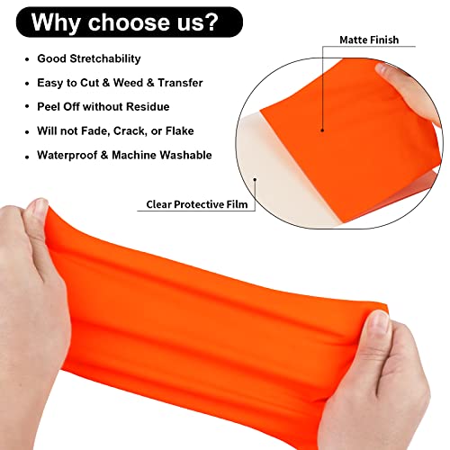 Image of Heat Transfer Vinyl Roll PU Neon Orange HTV 10 inch x5FT for T-Shirts