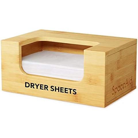 SpaceAid Dryer Sheets Holder, Bamboo Organizer with Opening, Laundry Softener Dispenser for Laundry Room Decor, Organization and Storage Cover