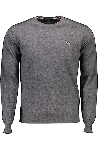 Harmont & Blaine Elegante suéter de lana gris con logotipo clásico para hombre, Gris, X-Large